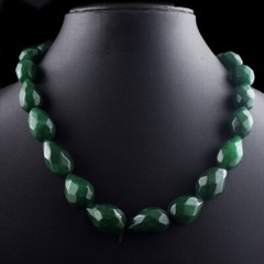 18 Inches 568. Cts Faceted Green Emerald Wonderful Necklace Jewelery VK 26 E612