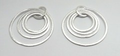 02 Pieces Silver Earrings Handmade Brushed Silver Wire Round Dangles 45mm Long