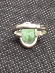 Natural Faceted Emerald Crystal Stone Ring 925 Sterling Silver sz 6.75 Handmade