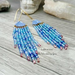 Boho Chic Beaded Fringe Cascade Shoulder Duster Dangle Earrings 3.5″