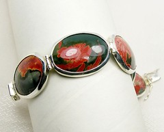 925 Sterling Silver Natural Sardonyx Onyx Gemstone Oval Statement Bracelet 18cm