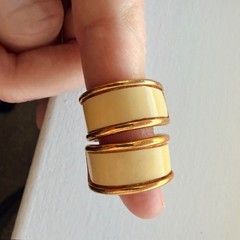 Orena Vintage Clip-On Gold Tone Cream Enamel Earrings 1970s Marshall Field’s Chi