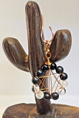 Copper Wire Wrapped 6-Point Star Pendant with Shungite, Tourmaline gemstones