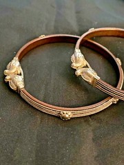 2 Handmade 7” Sterling Silver & Copper Bracelet, Thread /head Pure Silver
