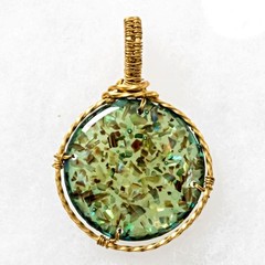 Wire-Wrapped 14/20 Gold-Filled Iridescent Glass Pendant