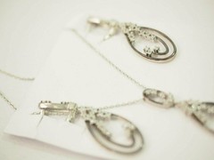 Ladies 43 Stone Cubic Zirconia Pendant and Earring set Sterling Silver $330 New