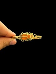 Bright Orange Egyptian Scarab Bracelet Golden Band and Ancient Desert Tones