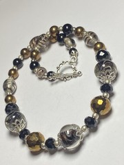 Artisan Handcrafted Art Deco Lampwork Glass Jewelry Amber fromChaos Necklace #12