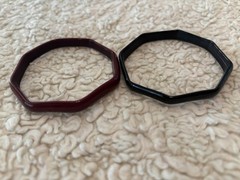 Made in India 2.5 in Color Glass Octagon Glass Bangles Set of 2 Black and Maroon