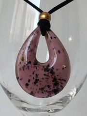 Murano Glass Pendant Necklace Teardrop Pink Boho Gold Silver Green Blue Beach