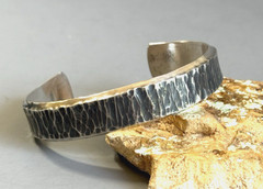 Vintage 60g Unisex Sterling Textured Cuff Bracelet Signed MM Navajo Mary Morgan?