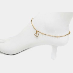 Fine crafts heart crystals anklet Authentic 1/20 14K Gold Filled 10″ adjust 9