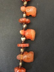 Artisan Carnelian Banded Agate Turtle Love Necklace Metal Heart Spacers 27.75″