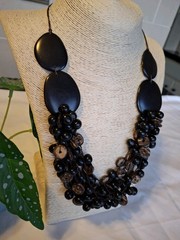 TAGUA Nut NECKLACE, ACAI SEED organic Jlry handmade Ecuador 4 Strand Lightweight