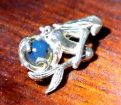 Natural Clear Volcanic Blue Amber .925 Sterling Silver Mermaid Nixe Pendant