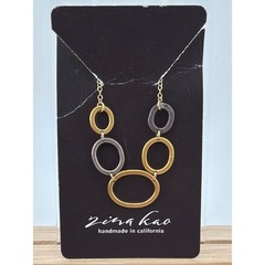 NWT Zina Kao Multicolor Silver and Gold Circle Link Necklace