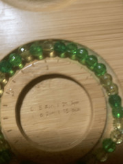 Hand Crafted Bracelet Wmn’s Green Yellow Glass Plastic Stretch Spring Preppy New