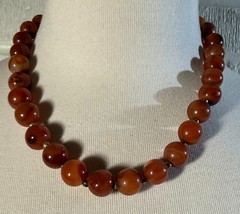 Carnelian Bead Necklace 18 Inches Long X 1/2 Inch Diameter Beads Excellent