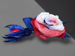 4th of July Independence Day ROSE Lapel Pin Brooch Handmade Wool Felting Art