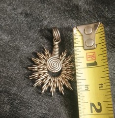 Silvertone Wire Wrapped Sunburst Pendant