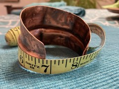 Rustic wide Handcrafted Copper Cuff Bracelet Adjustable Unisex Adults 7 inch
