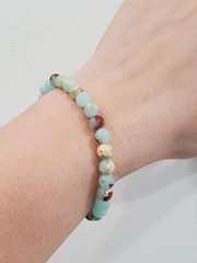 Sky Blue Imperial Jasper Bracelet, Gemstone Crystal Bead (6mm, 6.3″)