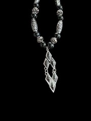20″ Handmade Upcycled Black and Silver Tone Necklace w/ Toggle Clasp P6