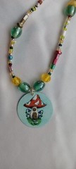 Mushroom Pendant Beaded Necklace
