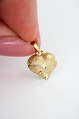 14k Solid Gold Mini Heart Necklace for Women, Puffed Heart Pendant Necklace, 585