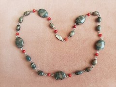 GENUINE STONE NECKLACE, 20 INCHES LONG, HAND-MADE, NATURAL