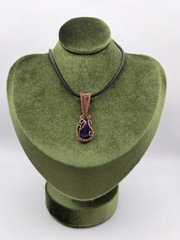 Handcrafted Lapis Lazuli Copper Wire Wrap Necklace Pendant Elegant