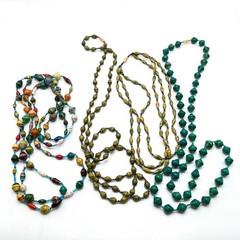 African Rolled Paper Bead Multi Color Necklaces Lot Of 4 Misc. Sizes