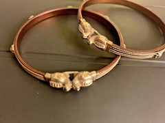 2 Handmade 7” Sterling Silver & Copper Bracelet, Thread /head Pure Silver