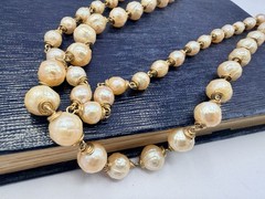Artisan Sterling Silver Freshwater Pearl Bead Necklace Gold Tone Wire Wrapped TR