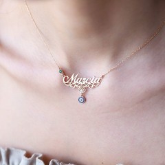 SilverGoldandRose Personalized Evil Eye Necklace with Custom Birthstones in Gold