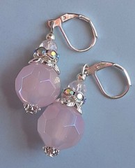 ANTIQUE PINK chunky faceted Crystal drop earrings handcrafted CHOOSE X2