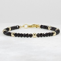 Black Spinel & 14k Gold Filled Bracelet – 3.5mm Faceted Gemstone | Dainty Luxe B