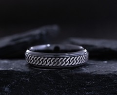 6mm Black Zirconium Band with Deep Celtic Pattern