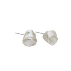 White Baroque Pearl Stud Earrings 925 silver Ear Needle Ear Cuff Gold Custom