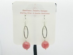 Sterling Silver Wire-Wrap THULITE Gemstone Earrings #1887…Handmade USA