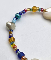 Mother Of Pearl Heart Necklace Cultured Pearl Multicolor Glass Seed Bead 18 In