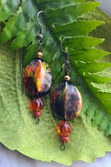 NEW EXQUISITE OLD WORLD Handmade BEAD Earrings FALL Gift! RED, ORANGE & YELLOW!