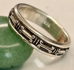 Greek Pillars Patterns Band Ring 999.Pure Fine Silver Bold, Pillars Design