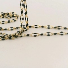 925 Sterling Silver Paper Clip Squared Wire Gold Plated Chain 3.2×0.7mm, Black E