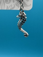 Artisan Made Silver Tone Shell Crystal Seahorse Dangle Earrings