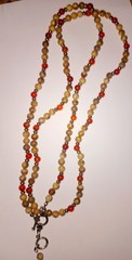 Picture Jasper & Carnelian Boho Gemstone, Silvertoned Double Strand Necklace 17″