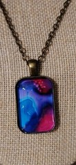 Vintage Artisan Handmade Glass Pendant 1.25″ And Chain Chain 23″ See Pictures