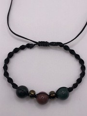 Handmade Macrame Spiral Knot, Adjustable Bracelet with Fancy Jasper Gemstones