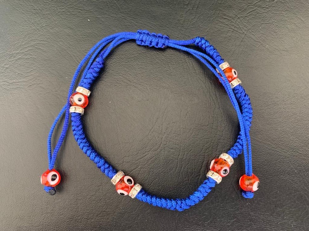 Blue Red Evil Eye Mati Friendship Cord Bracelet Black Blue Macrame Crystal Women