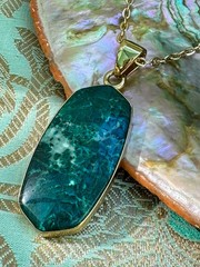 Charles Albert Green Jasper & Alchemia Gold Handcrafted Artisan Pendant Necklace